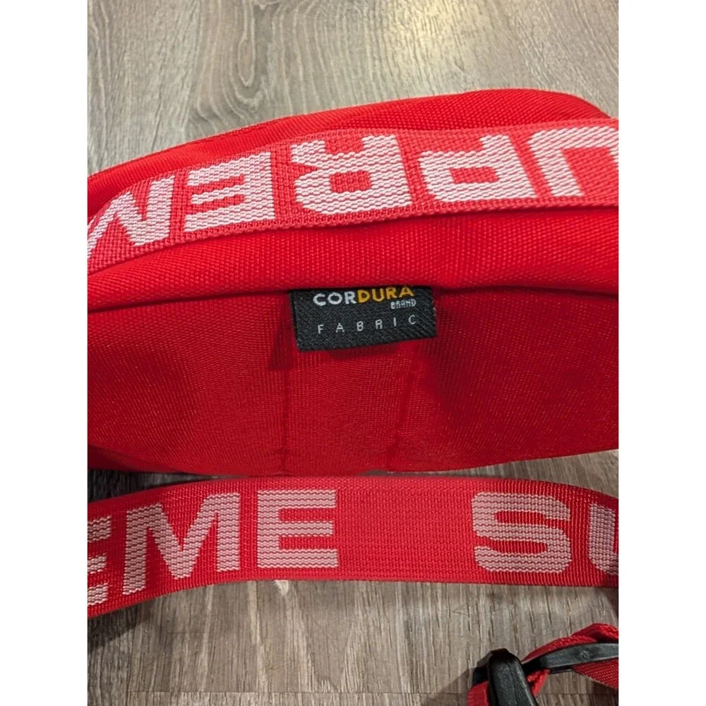 Supreme SS18 Waist Bag Red Cordura Repeat Logo Fanny Pack Bum Bag Authentic